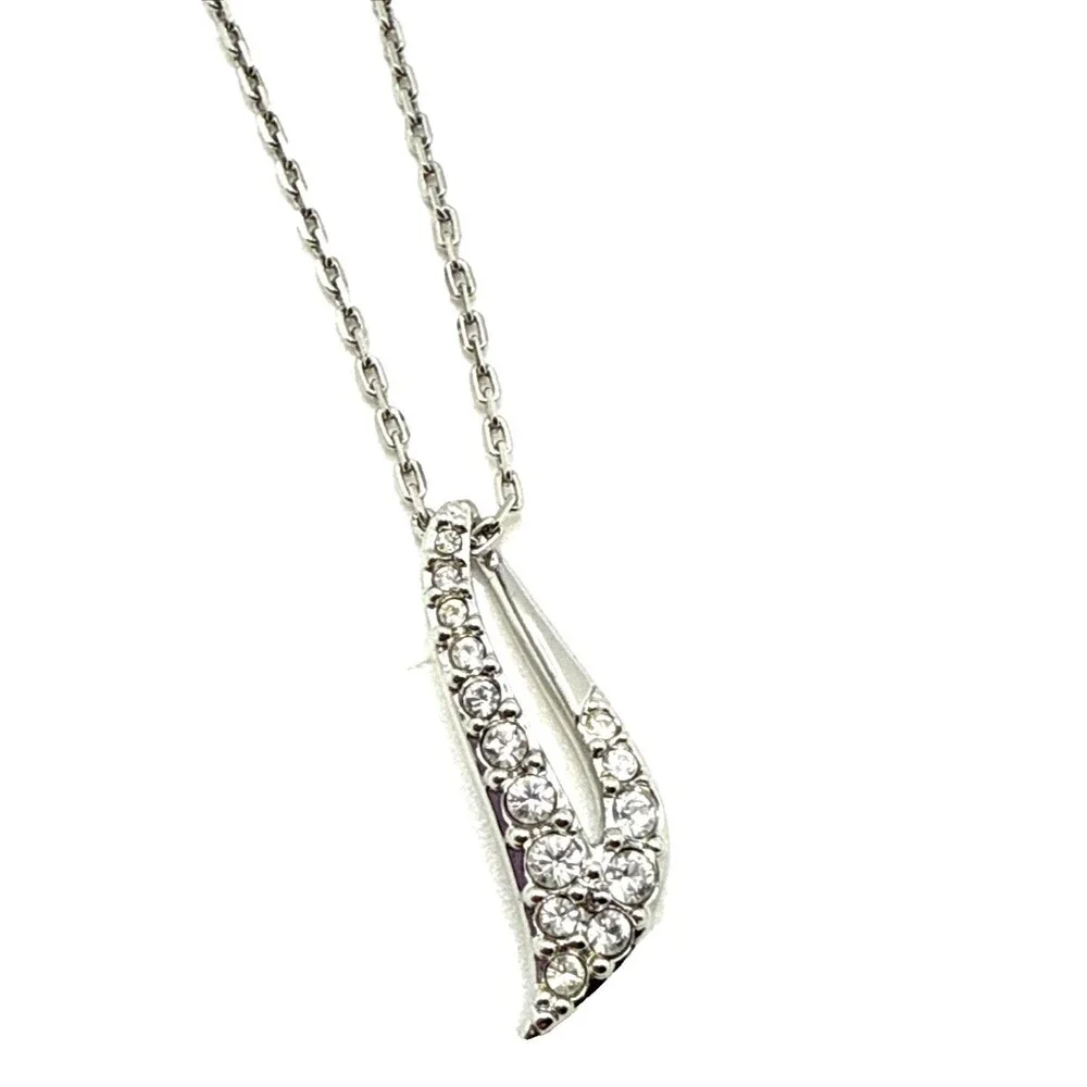 Swarovski Crystal Abstract Pendant Necklace Silver Rhodium Plated 15
